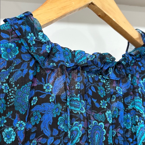 Kobi Halperin Paisley Printed Ruffled Long Sleeve Blouse, Size S - Picture 7 of 15